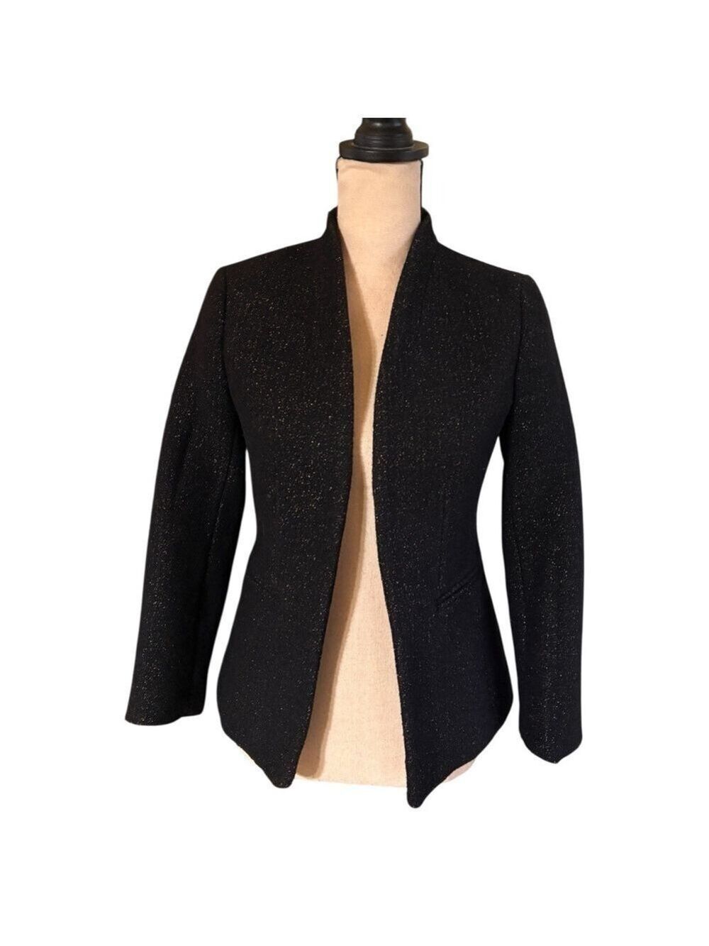 J. Crew Black Sparkle Wool Open-Front Blazer. Pockets/Lined. Size 0. New w/tags! - Picture 13 of 17
